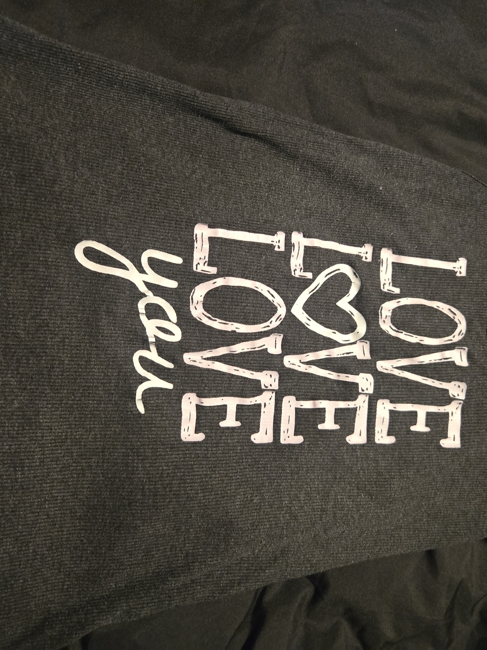 Women's Black Tee with Light Pink & White LOVE Graphic